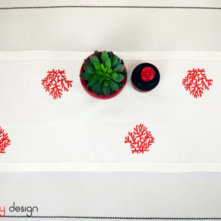 Table runner - coral embroidery